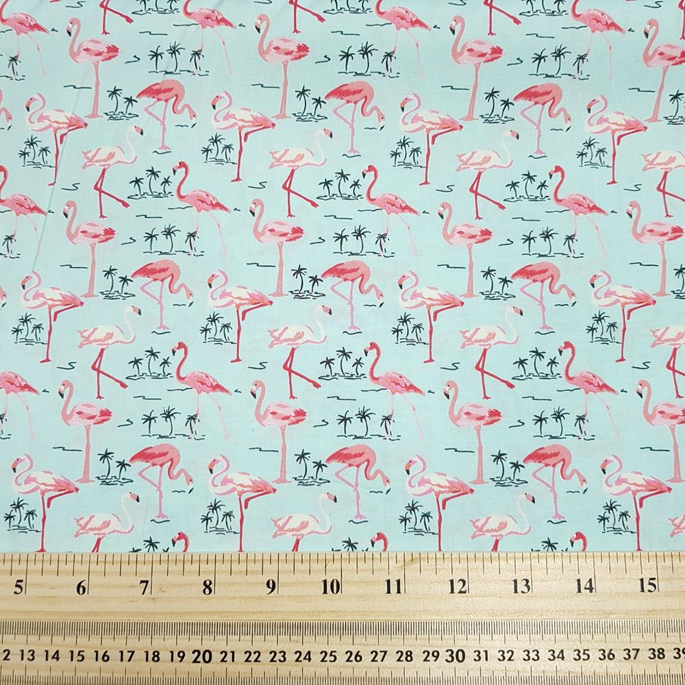 Flamingos and Palm Trees - Cotton Poplin - Rose & Hubble