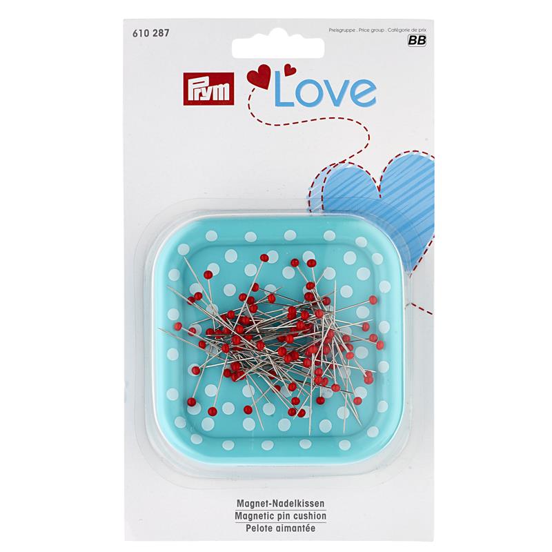 Prym Love Magnetic Pin Cushion Including 9g Glass Headed Pins - Mint