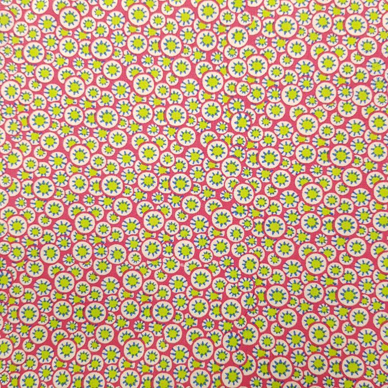 Clearance Craft Cottons - Green Flowers on Pink - Sample
