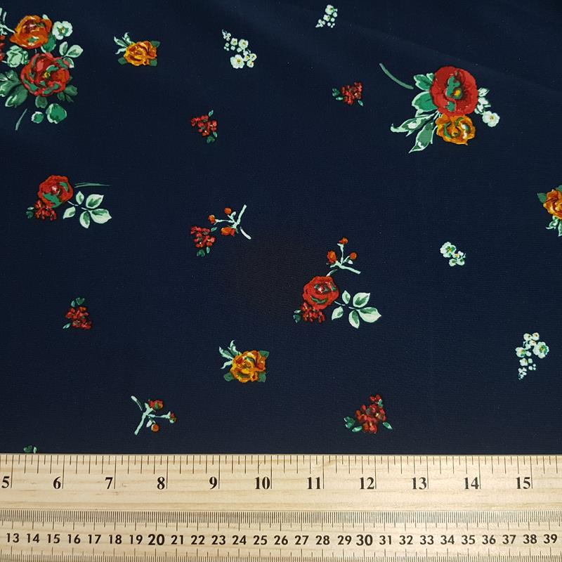 Floral on Navy - Polyester Print