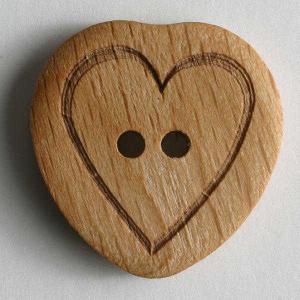 Heart Pattern Heart Shape Wood 2 Hole Fashion Button