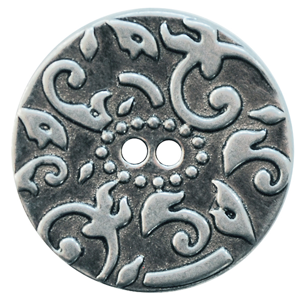 Embossed Patterned Round Full Metal 2 Hole Fashion Button