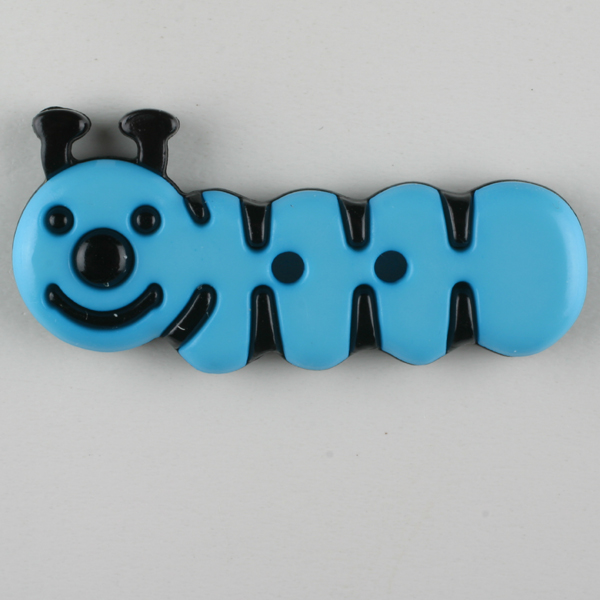 Two-Tone Smiley Caterpillar Shaped Plastic 2 Hole Novelty Button
