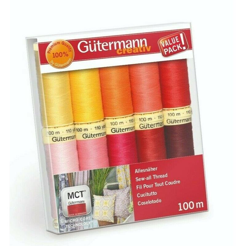 Gutermann Sew All Thread Set 10 x 100m Reds
