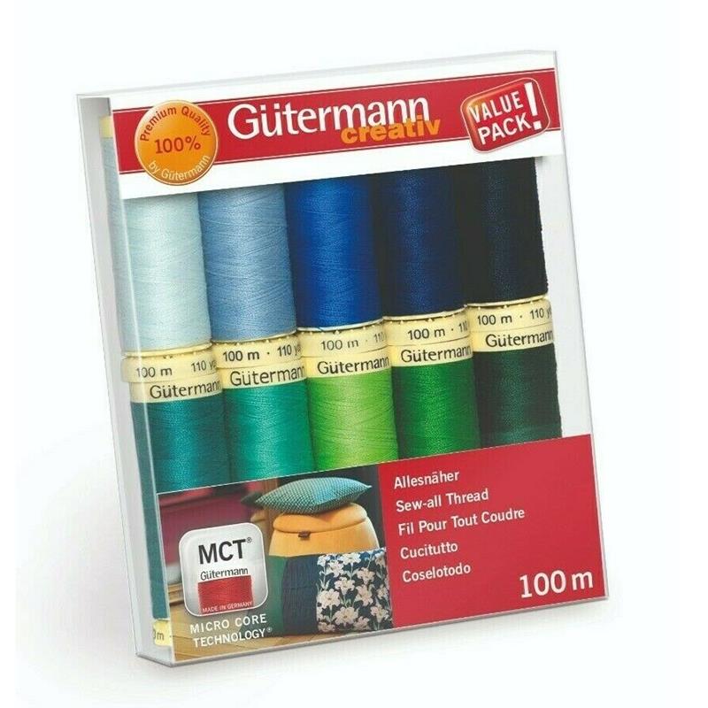 Gutermann Sew All Thread Set 10 x 100m Blues/Greens