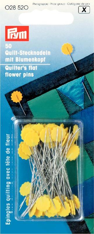 Quilter's Flat Flower Pins 0.60 X 50mm Silver Col / Yellow