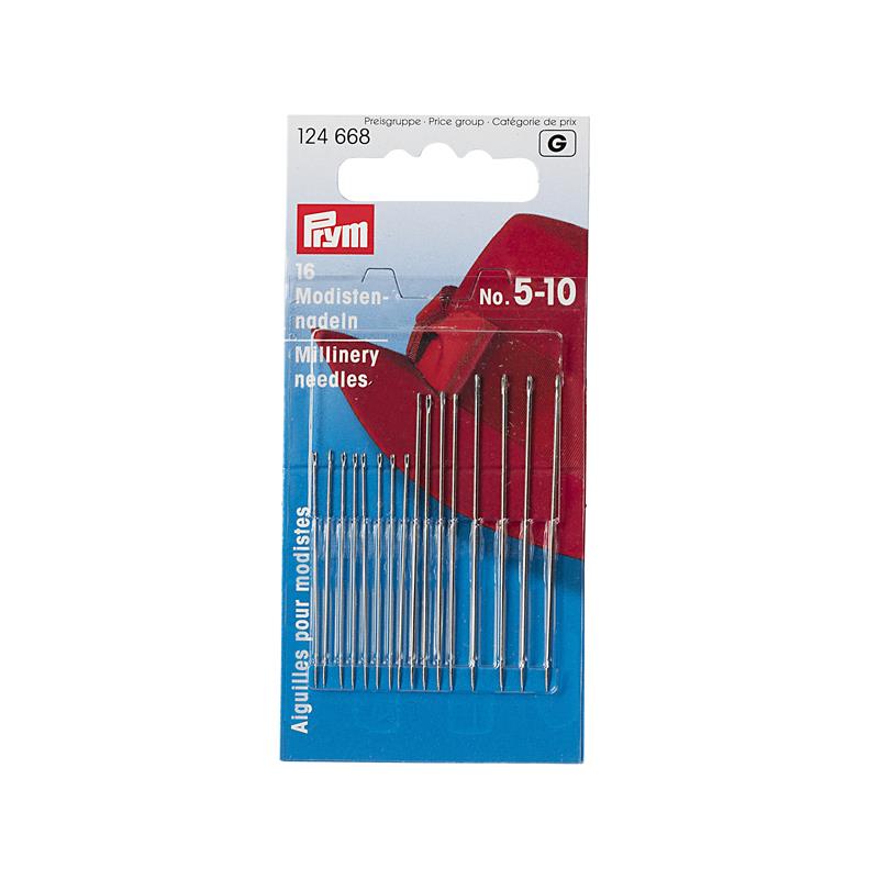 Millinery Needles Ht 5-10 Silver Col Assorted