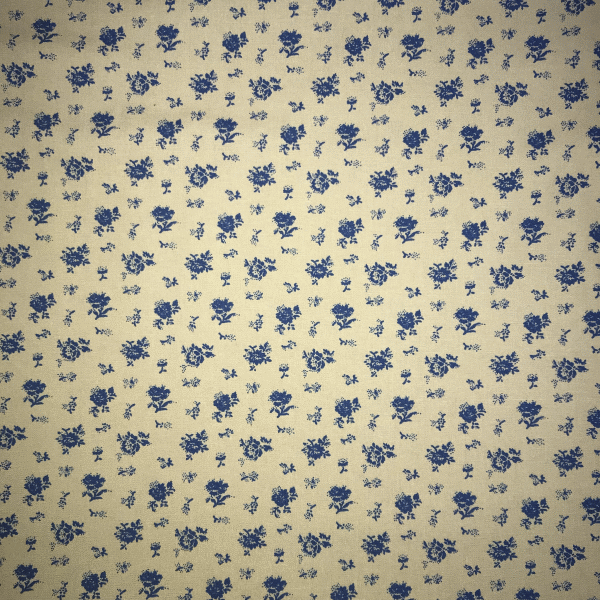 Cotton Poplin - Blue Floral on Beige