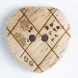 Criss-Cross Pattern Heart Shape Wood 2 Hole Fashion Button