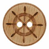 Ships Wheel Round Wood 2 Hole Fashion Button