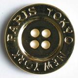 Paris Tokyo New York Round Full Metal 4 Hole Jeans Button