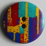 Multi-Coloured Paint Brushed Round Plastic 2 Hole Fashion Button