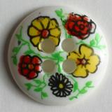 Floral Pattern Round Plastic 4 Hole Fashion Button