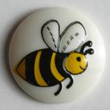 Bee Motif Round Plastic Shank Novelty Button