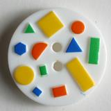 Multi-Coloured Geometric Shapes Round Plastic 2 Hole Novelty Button