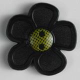 Yellow Centred Flower Round Flower Shaped Plastic 2 Hole Novelty Button