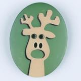 Reindeer Oval Shaped Plastic 2 Hole Novelty Button