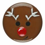 Christmas Reindeer Face Motif Round Plastic Shank Novelty Button