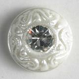 Decorative Rhinestone Centred Round Plastic Shank Fashion Button